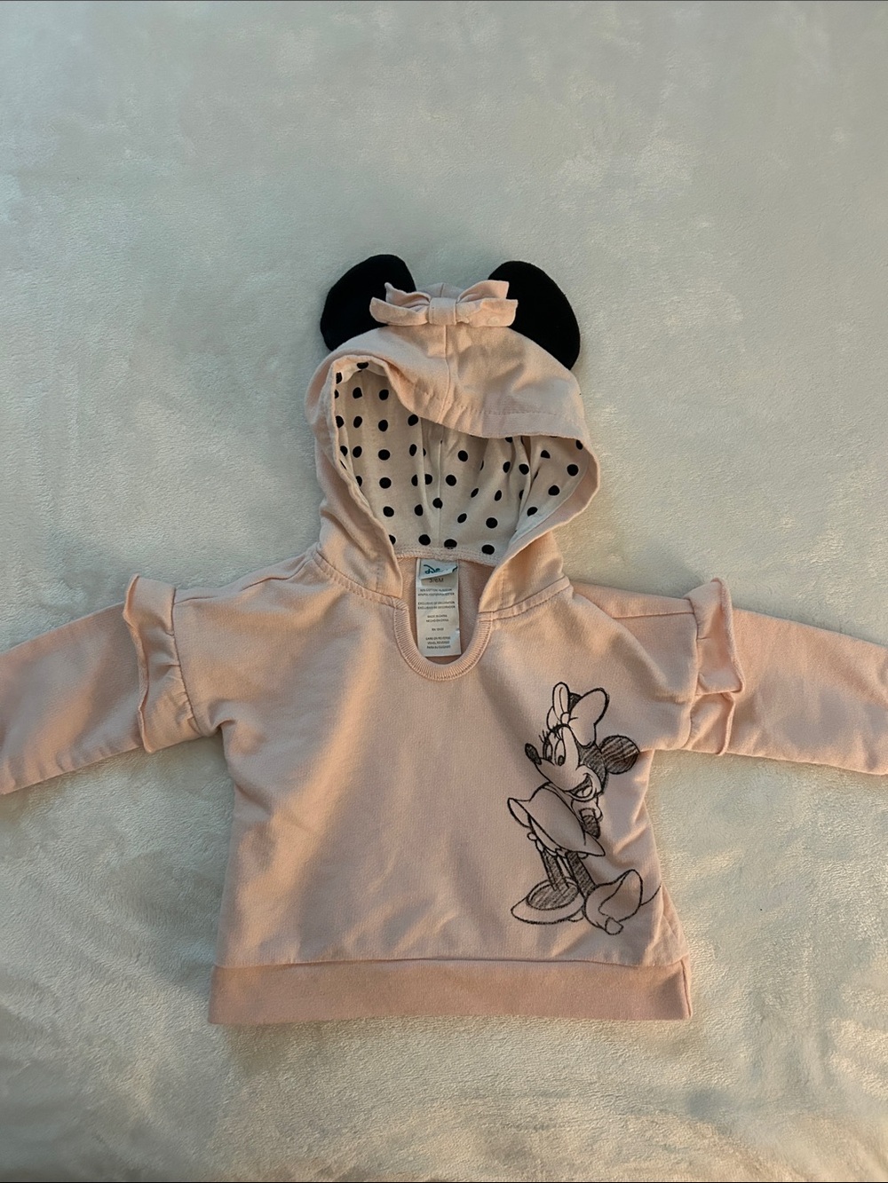 Disney Pink Minnie Mouse Polka-Dot Ear Hooded Sweatshirt